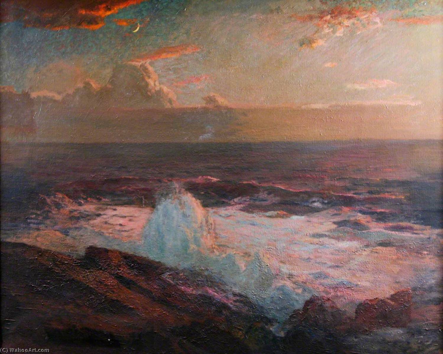 Wikioo.org - สารานุกรมวิจิตรศิลป์ - จิตรกรรม Albert Julius Olsson - Waves Breaking on the Shore