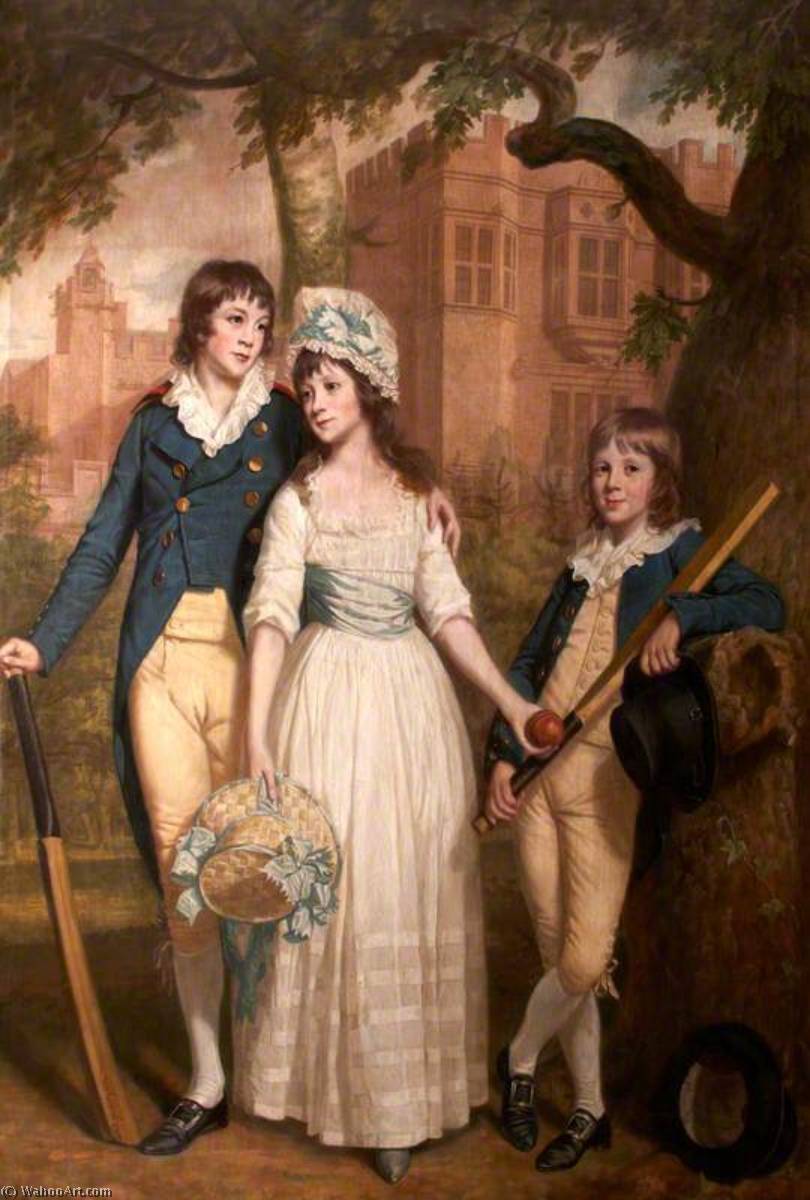 Wikioo.org - The Encyclopedia of Fine Arts - Painting, Artwork by Thomas Beach - William, Mary Ann, and John De la Pole as Children (Sir William Templer Pole, 1782–1847, 7th Bt, Mary Ann Pole, b.1783, and John George Pole, 1787–1803)