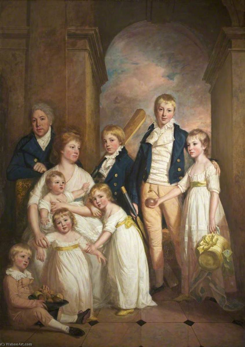 Wikioo.org - The Encyclopedia of Fine Arts - Painting, Artwork by Thomas Beach - Thomas Tyndall with Wife and Children