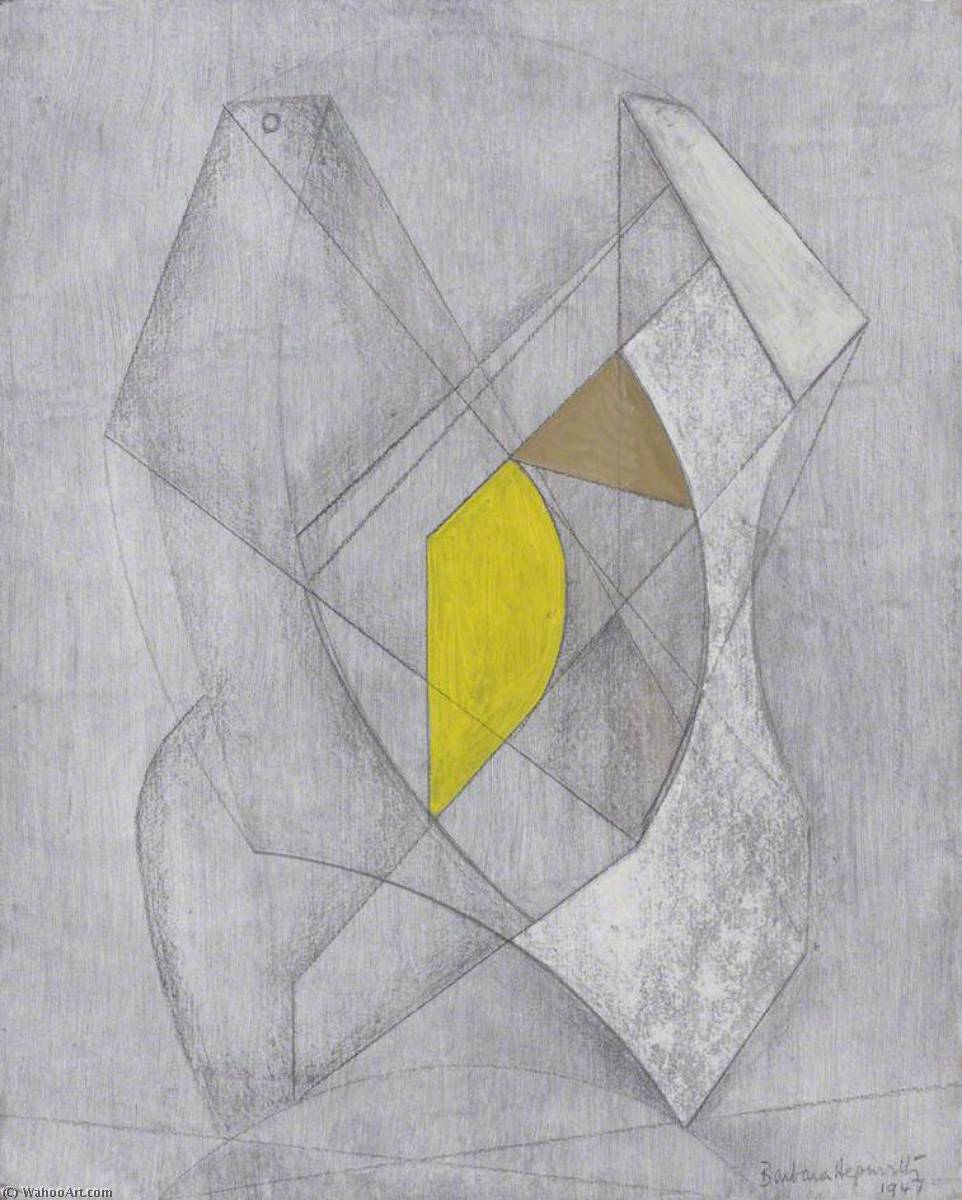 WikiOO.org - Encyclopedia of Fine Arts - Schilderen, Artwork Dame Barbara Hepworth - Two Forms, Yellow and Brown