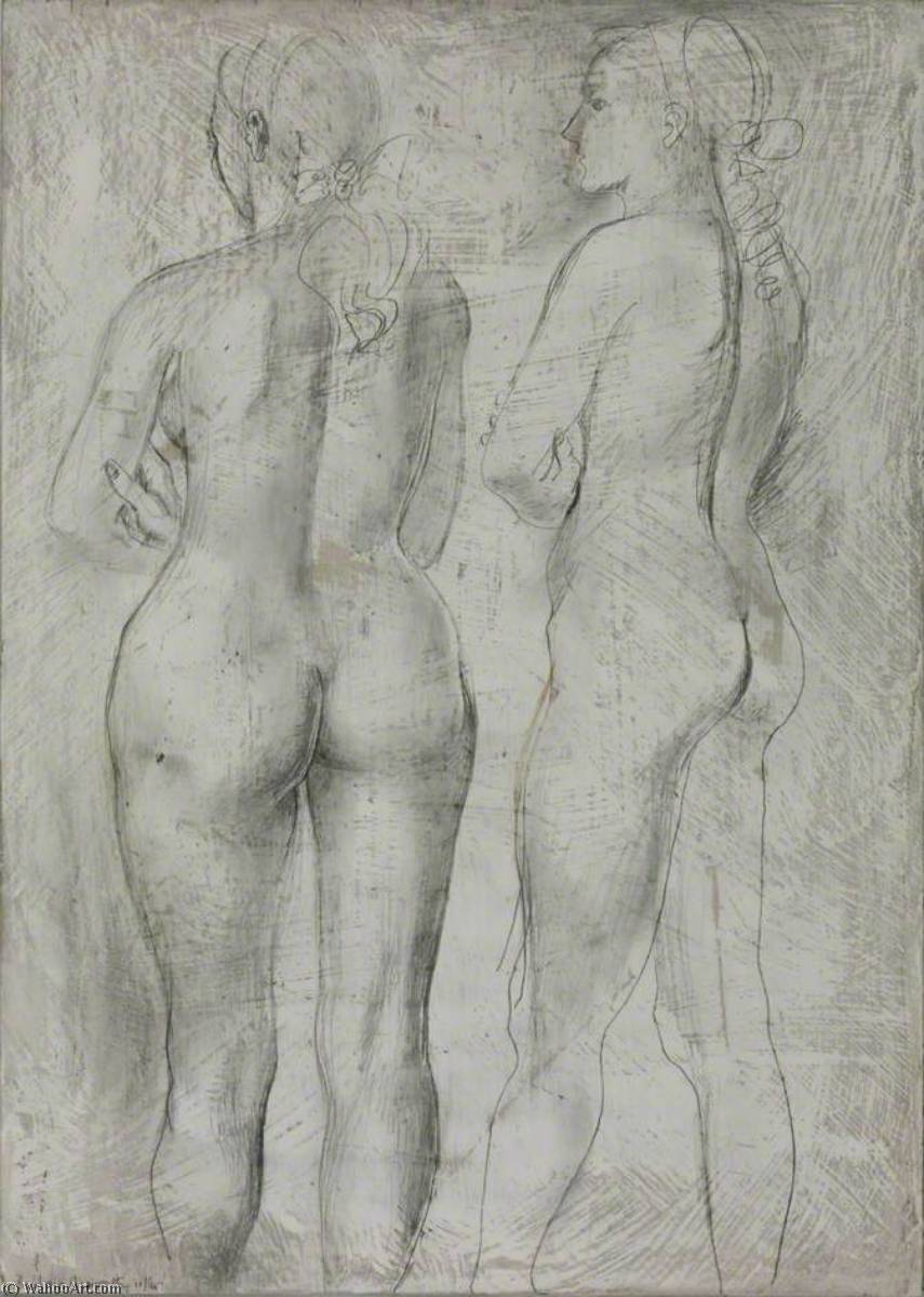 Wikioo.org – L'Enciclopedia delle Belle Arti - Pittura, Opere di Dame Barbara Hepworth - due figure con  piegato  braccia