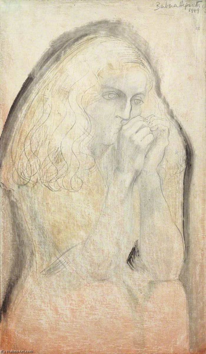 Wikioo.org - The Encyclopedia of Fine Arts - Painting, Artwork by Dame Barbara Hepworth - Study for Lisa (Hands to Face)