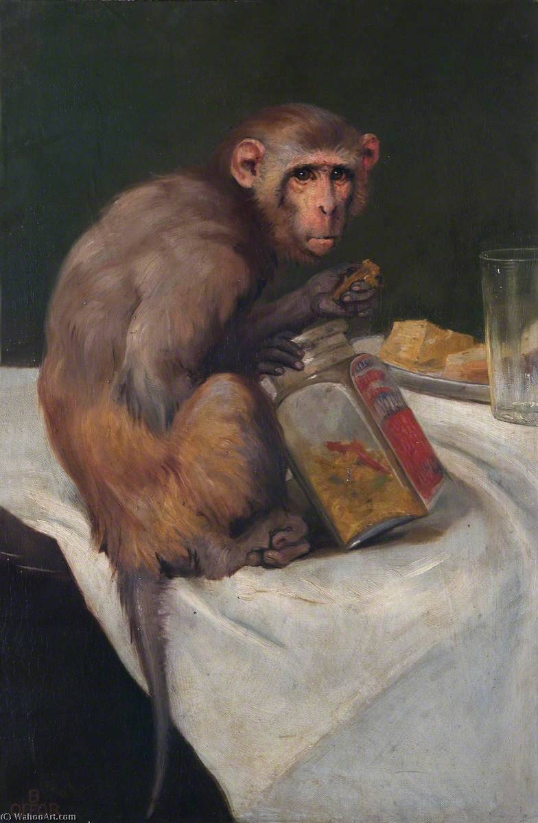 Wikioo.org - The Encyclopedia of Fine Arts - Painting, Artwork by Beatrice Offor - Monkey and a Jar