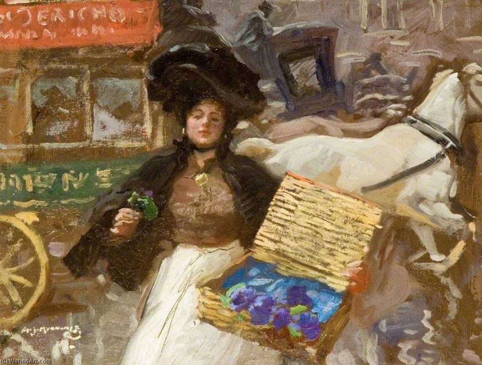 WikiOO.org - Enciklopedija likovnih umjetnosti - Slikarstvo, umjetnička djela Alfred James Munnings - Flower Girl, Violets