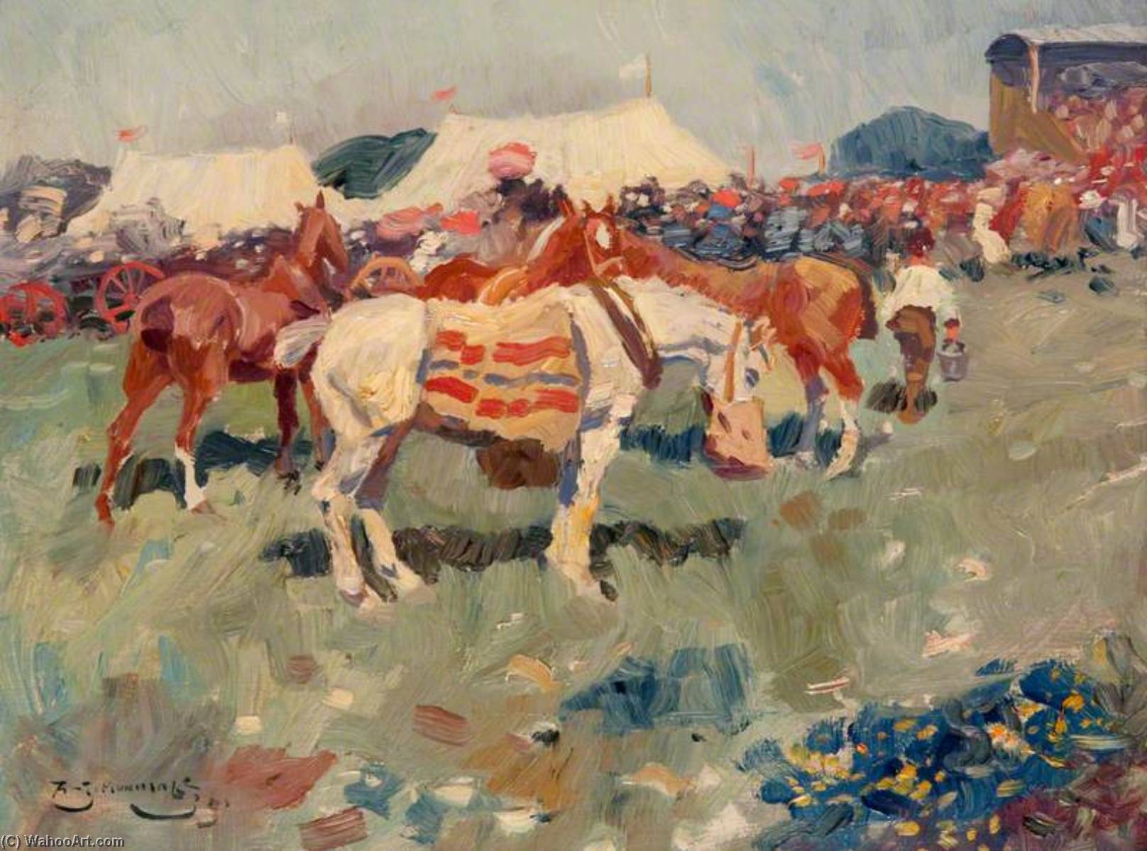 Wikioo.org - The Encyclopedia of Fine Arts - Painting, Artwork by Alfred James Munnings - Bungay Races, Suffolk