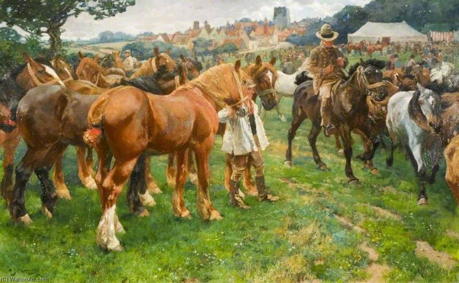 WikiOO.org - Encyclopedia of Fine Arts - Malba, Artwork Alfred James Munnings - A Suffolk Horse Fair, Lavenham