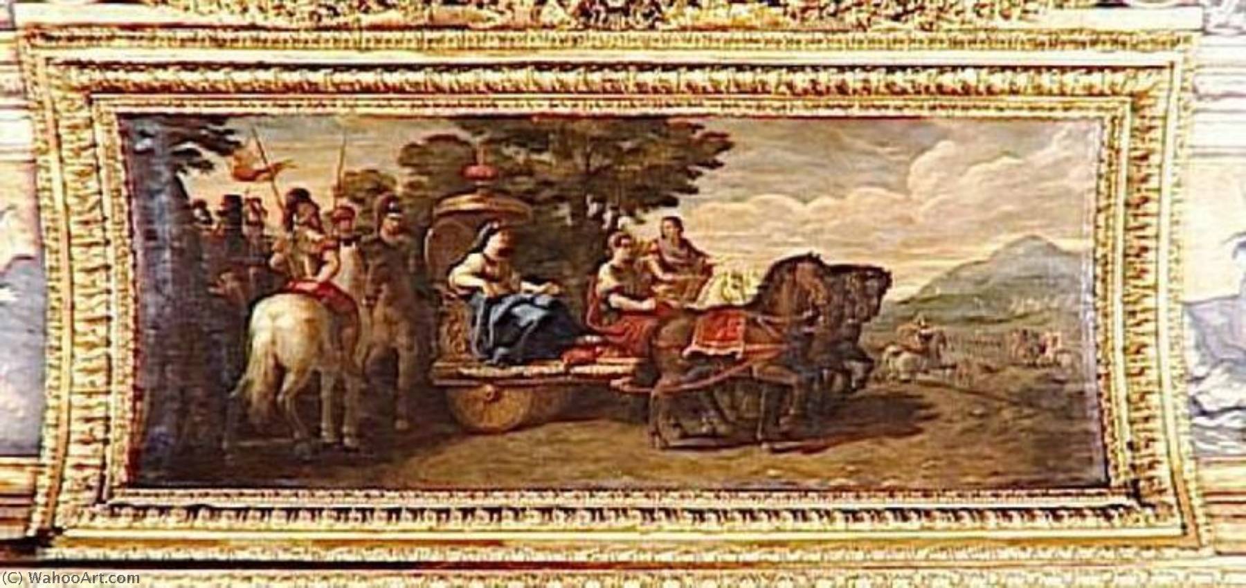 Wikioo.org - The Encyclopedia of Fine Arts - Painting, Artwork by René Antoine Houasse - CYRUS FAIT PASSER SES TROUPES EN REVUE PAR UNE PRINCESSE