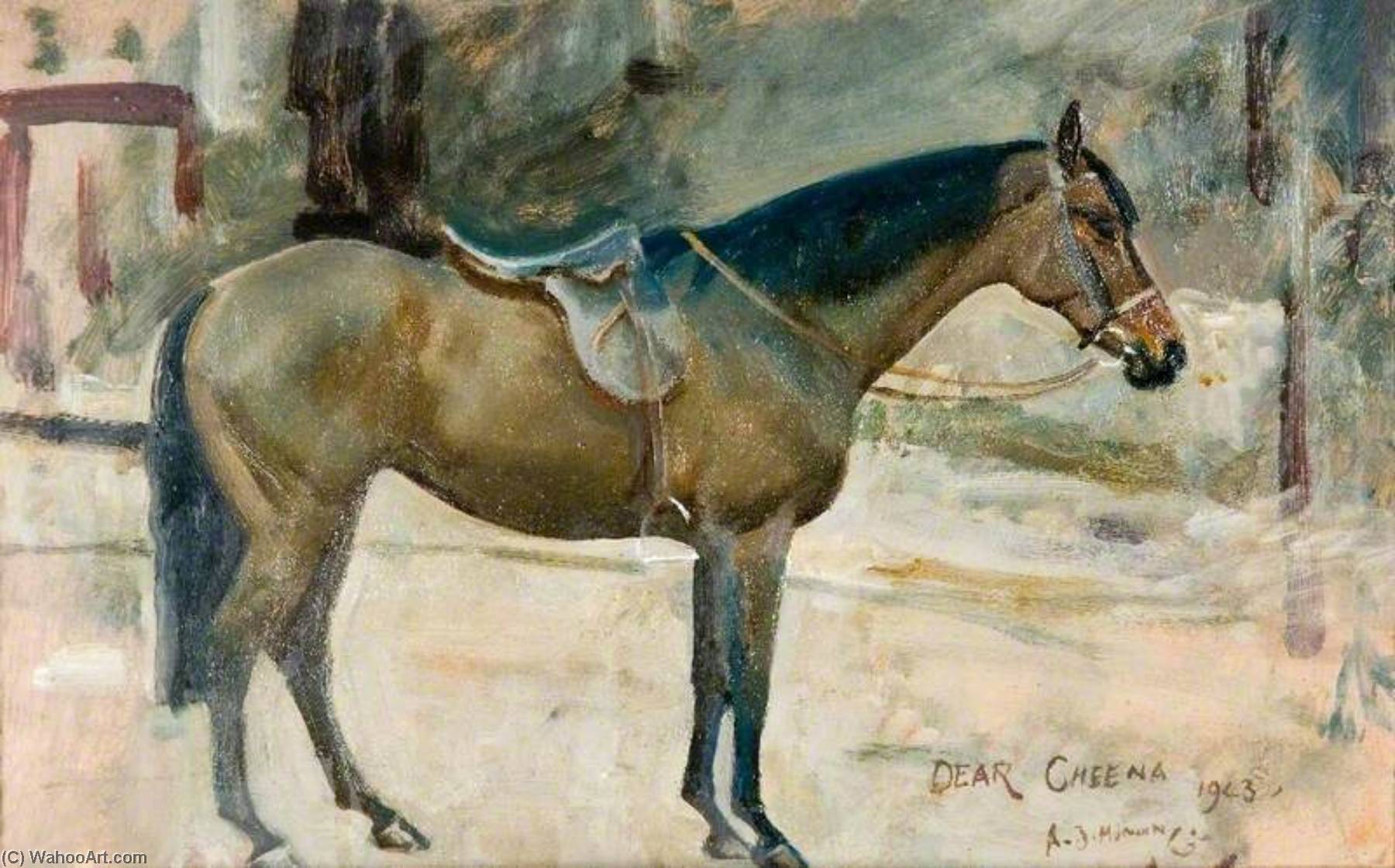 Wikioo.org - The Encyclopedia of Fine Arts - Painting, Artwork by Alfred James Munnings - 'Dear Cheena', a Bay Hunter