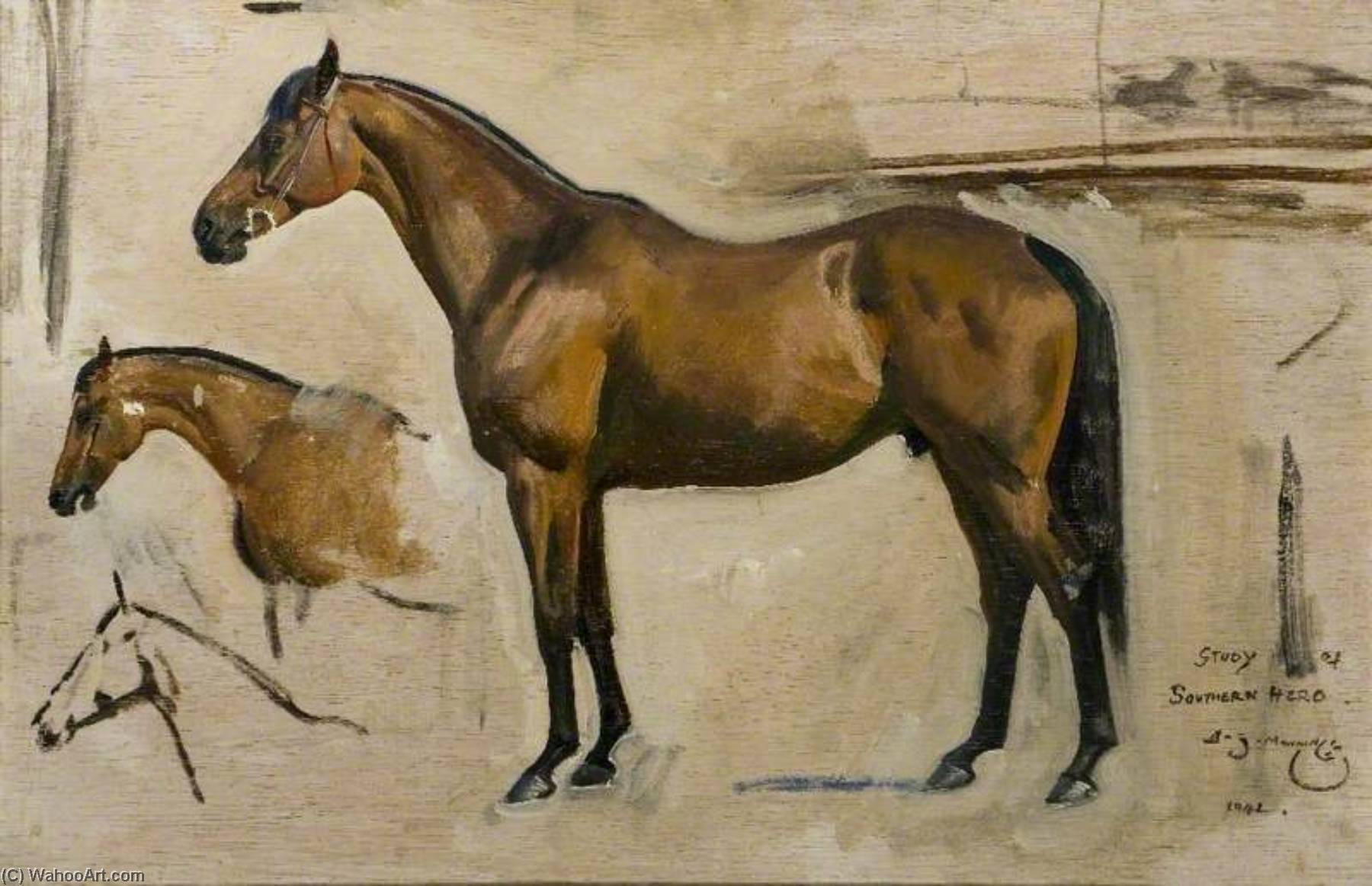 Wikioo.org - The Encyclopedia of Fine Arts - Painting, Artwork by Alfred James Munnings - Study for 'Southern Hero'