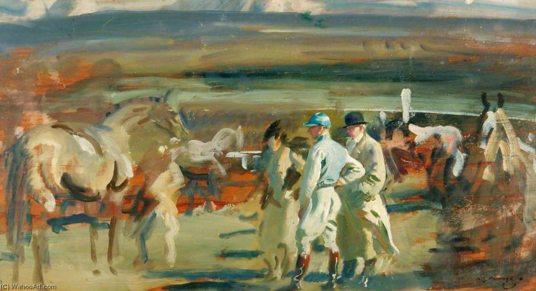 Wikioo.org - The Encyclopedia of Fine Arts - Painting, Artwork by Alfred James Munnings - Study for 'In the Paddock, Cheltenham'
