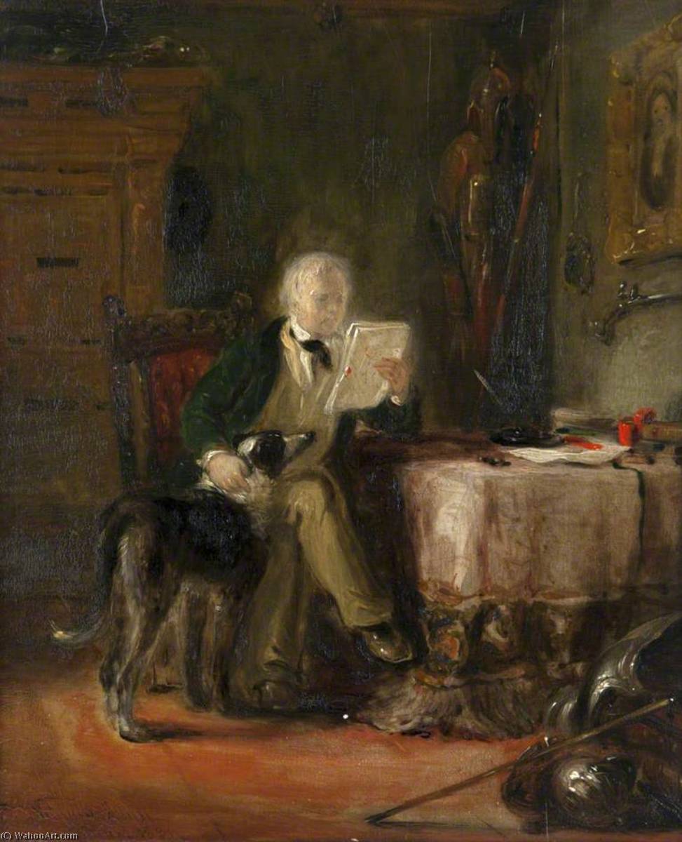 Wikioo.org - The Encyclopedia of Fine Arts - Painting, Artwork by William Allan - Sir Walter Scott in His Study with His Dog 'Maida'