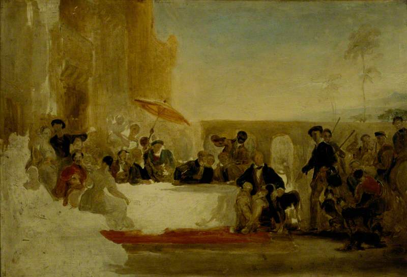 WikiOO.org - Encyclopedia of Fine Arts - Målning, konstverk William Allan - Sir Walter Scott (1771–1832), Novelist and Poet – Gala Day at Abbotsford