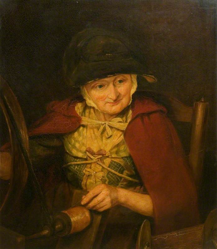 WikiOO.org - Enciklopedija likovnih umjetnosti - Slikarstvo, umjetnička djela Margaret Sarah Carpenter - An Old Woman Spinning