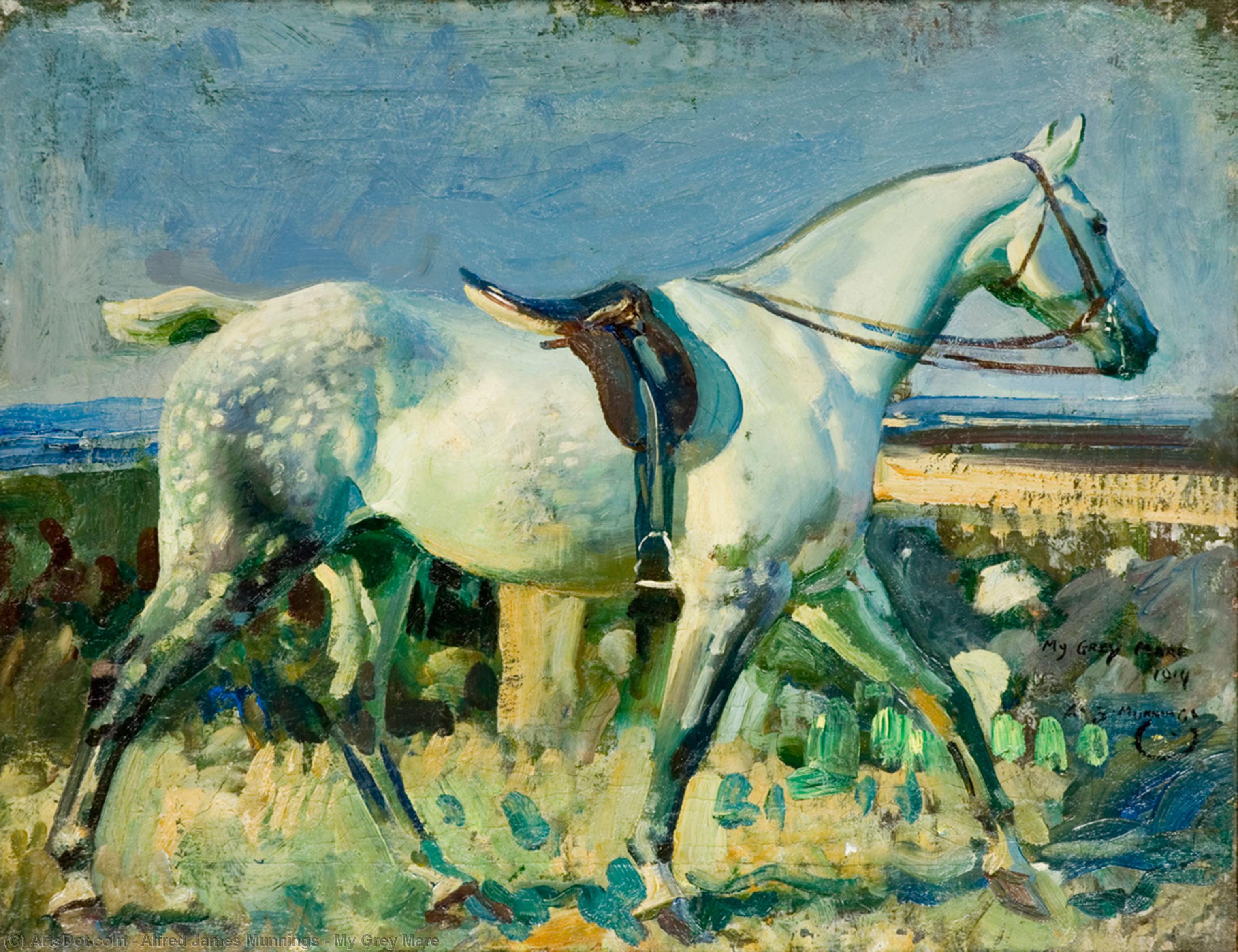 Wikioo.org - The Encyclopedia of Fine Arts - Painting, Artwork by Alfred James Munnings - My Grey Mare