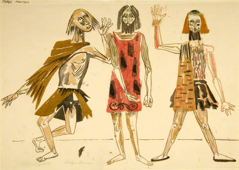 Wikioo.org - The Encyclopedia of Fine Arts - Painting, Artwork by Robert Colquhoun - The Goatmen (costume design for Leonide Massine's ballet 'Donald of the Burthens' of 1951)