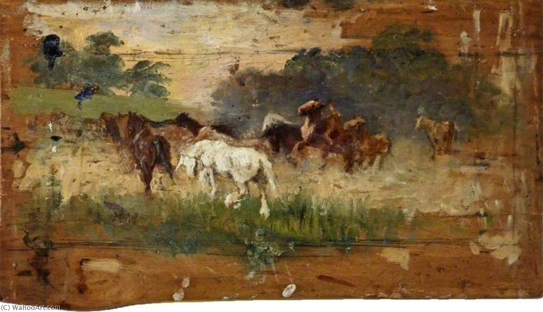 Wikioo.org - The Encyclopedia of Fine Arts - Painting, Artwork by Lucy Elizabeth Kemp Welch - Study for 'Gypsy Horse Drovers'