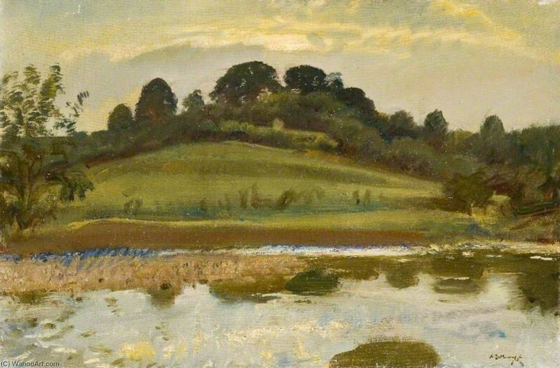 WikiOO.org - Enciclopédia das Belas Artes - Pintura, Arte por Alfred James Munnings - A River Landscape on Exmoor