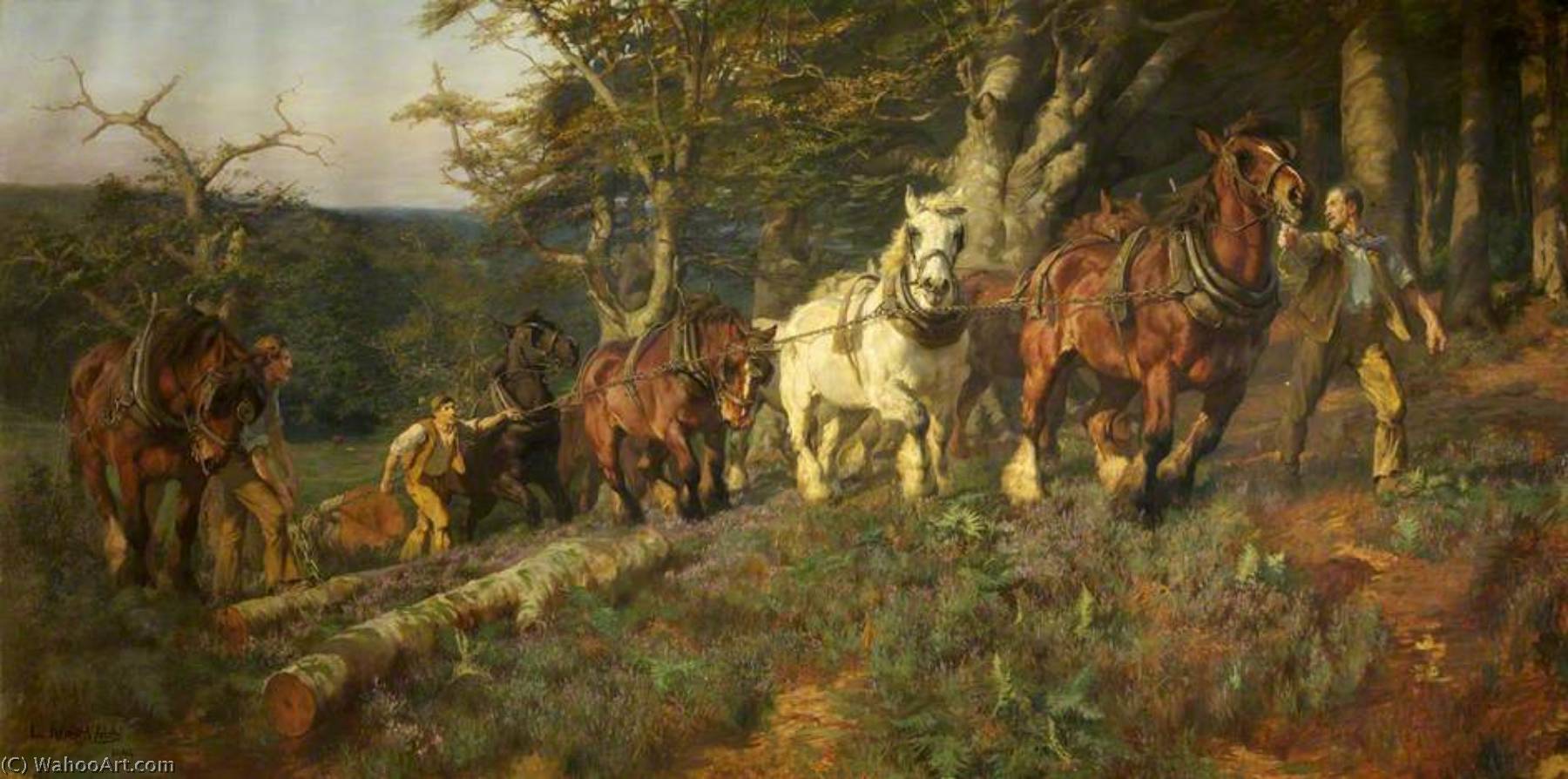Wikioo.org - The Encyclopedia of Fine Arts - Painting, Artwork by Lucy Elizabeth Kemp Welch - Timber Hauling in the New Forest