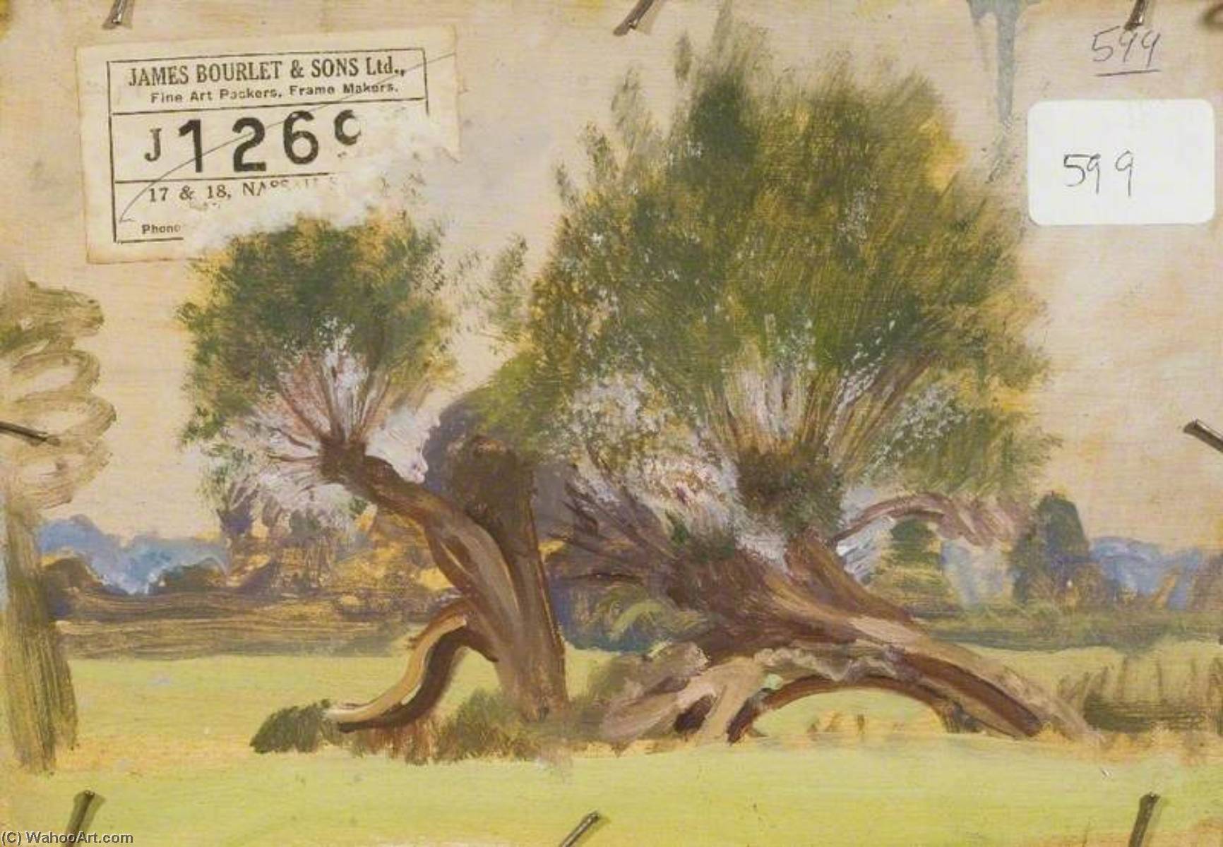 Wikioo.org - The Encyclopedia of Fine Arts - Painting, Artwork by Alfred James Munnings - Study of Willows (verso)