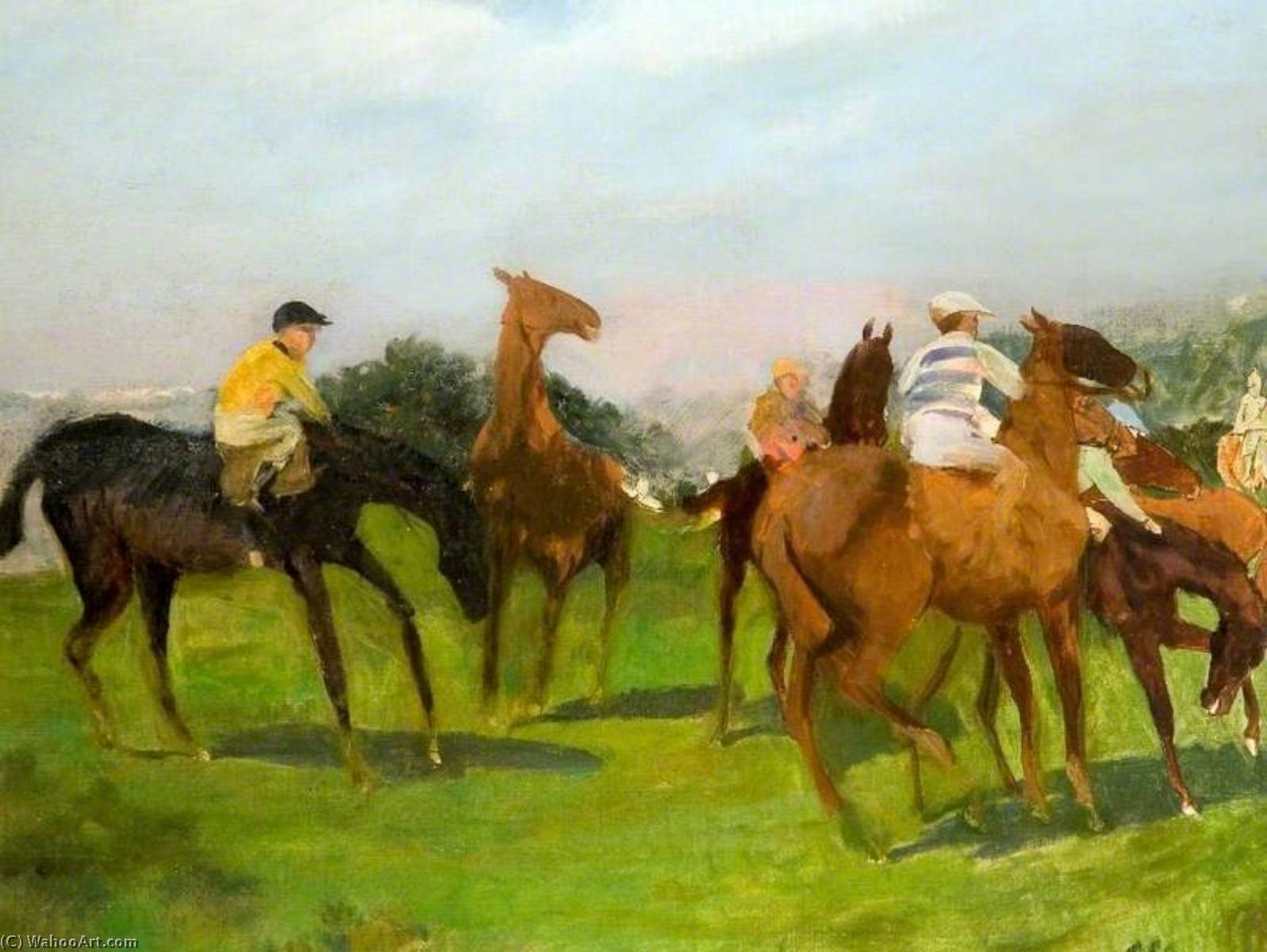Wikioo.org - The Encyclopedia of Fine Arts - Painting, Artwork by Lucy Elizabeth Kemp Welch - Study for 'Start at Goodwood'