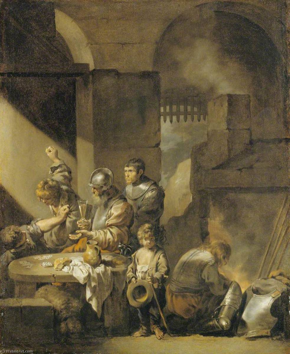 WikiOO.org - Encyclopedia of Fine Arts - Maleri, Artwork Sébastien Bourdon - A Brawl in a Guard Room