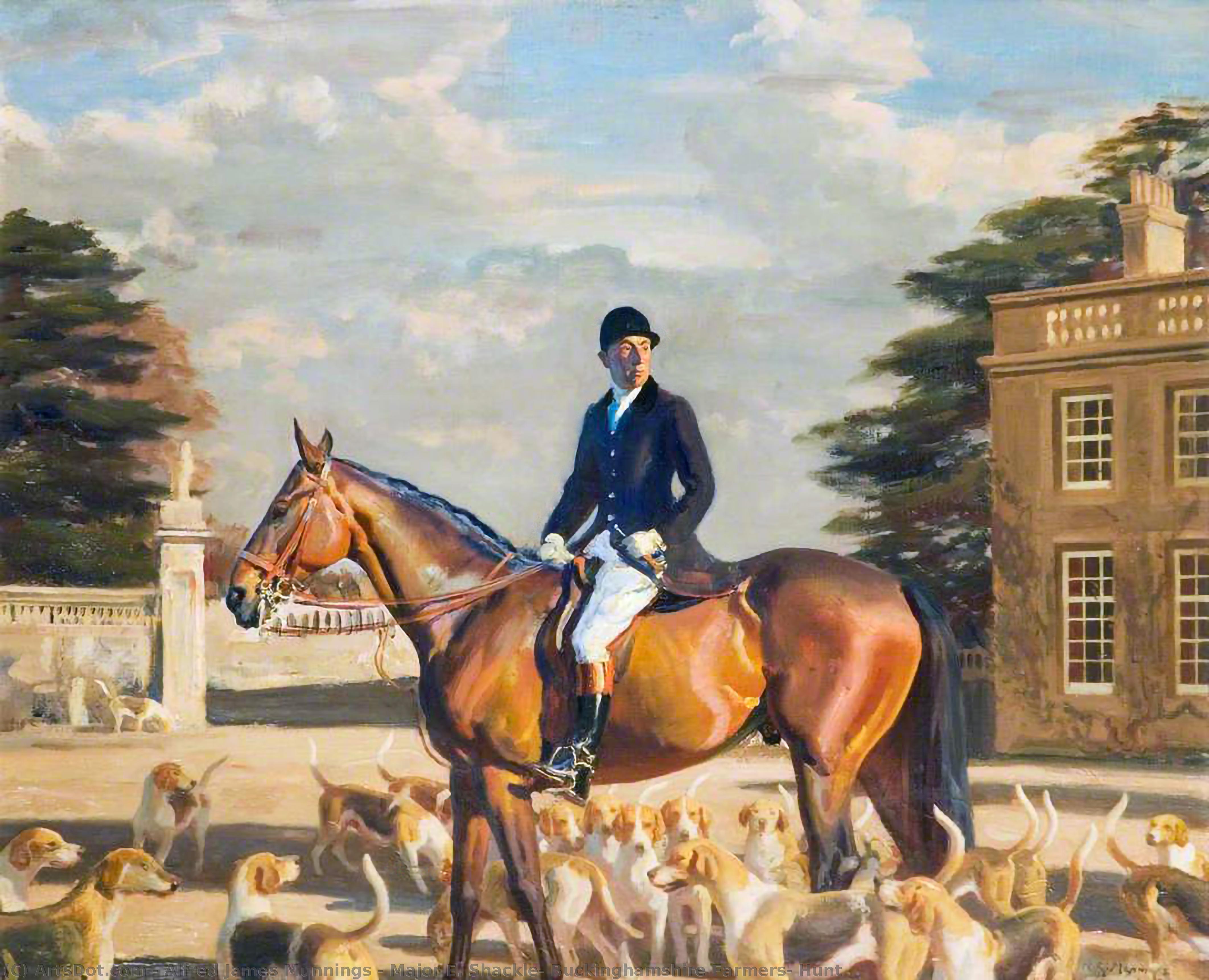 WikiOO.org - Encyclopedia of Fine Arts - Malba, Artwork Alfred James Munnings - Major E. Shackle, Buckinghamshire Farmers' Hunt