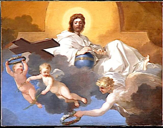 WikiOO.org - Encyclopedia of Fine Arts - Maalaus, taideteos Sébastien Bourdon - LE CHRIST ENTOURE D'ANGES