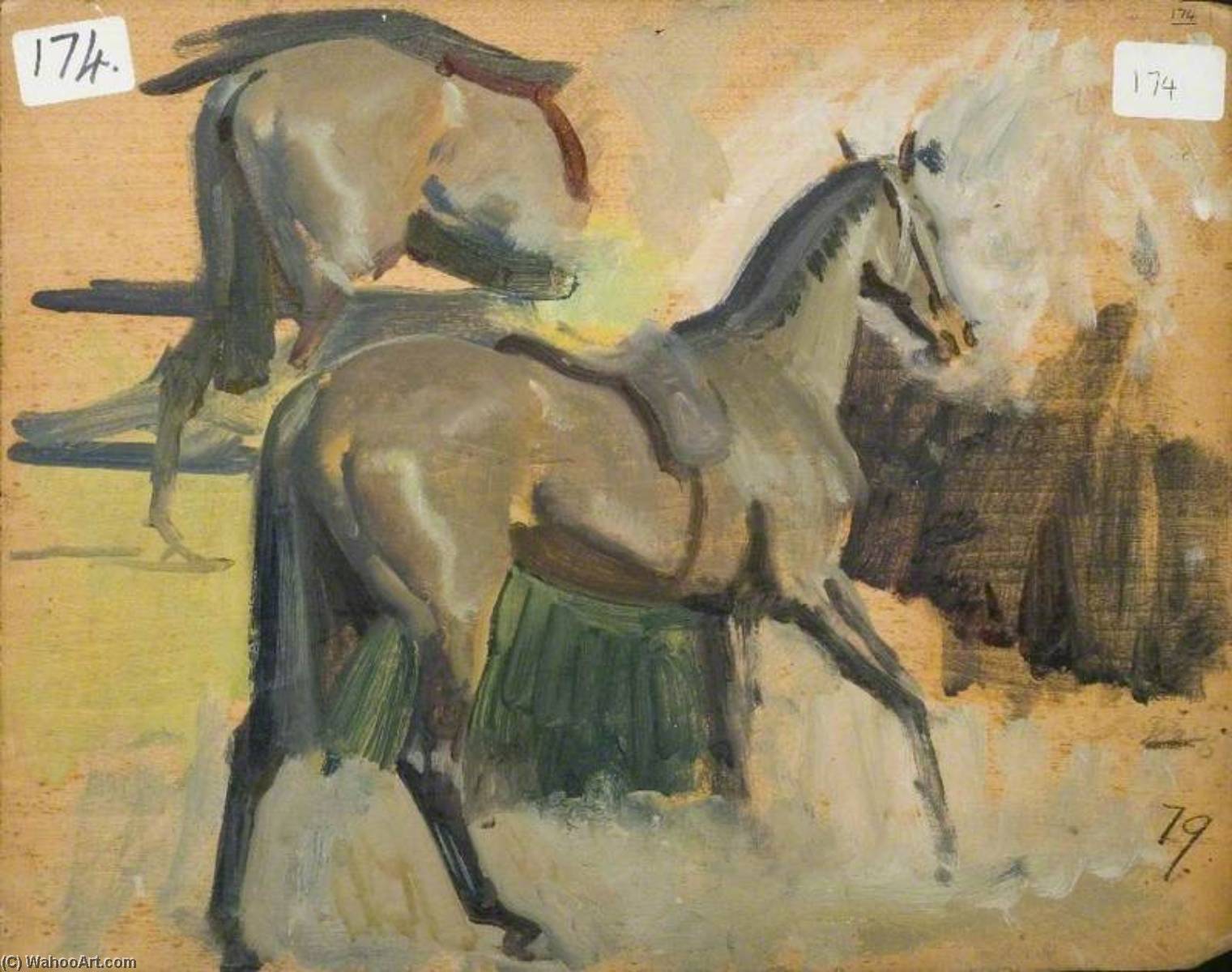 WikiOO.org - Encyclopedia of Fine Arts - Malba, Artwork Alfred James Munnings - Further Studies of Horses (verso)