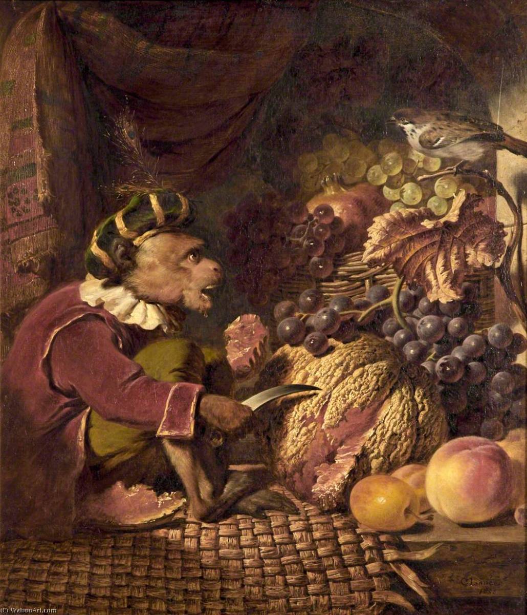 WikiOO.org - Encyclopedia of Fine Arts - Maľba, Artwork George Lance - 'Jocko' at Lunch
