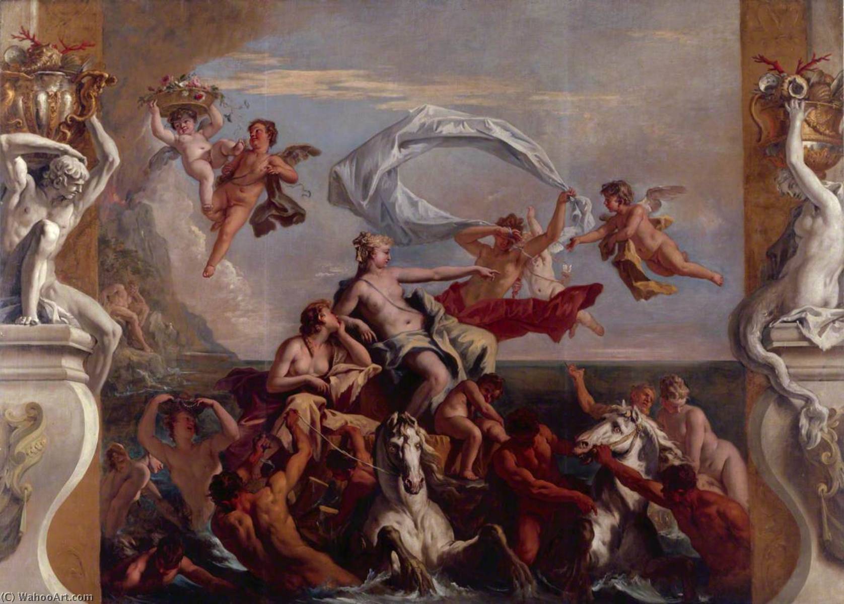 WikiOO.org – 美術百科全書 - 繪畫，作品 Sebastiano Ricci - 对胜利 加勒蒂亚