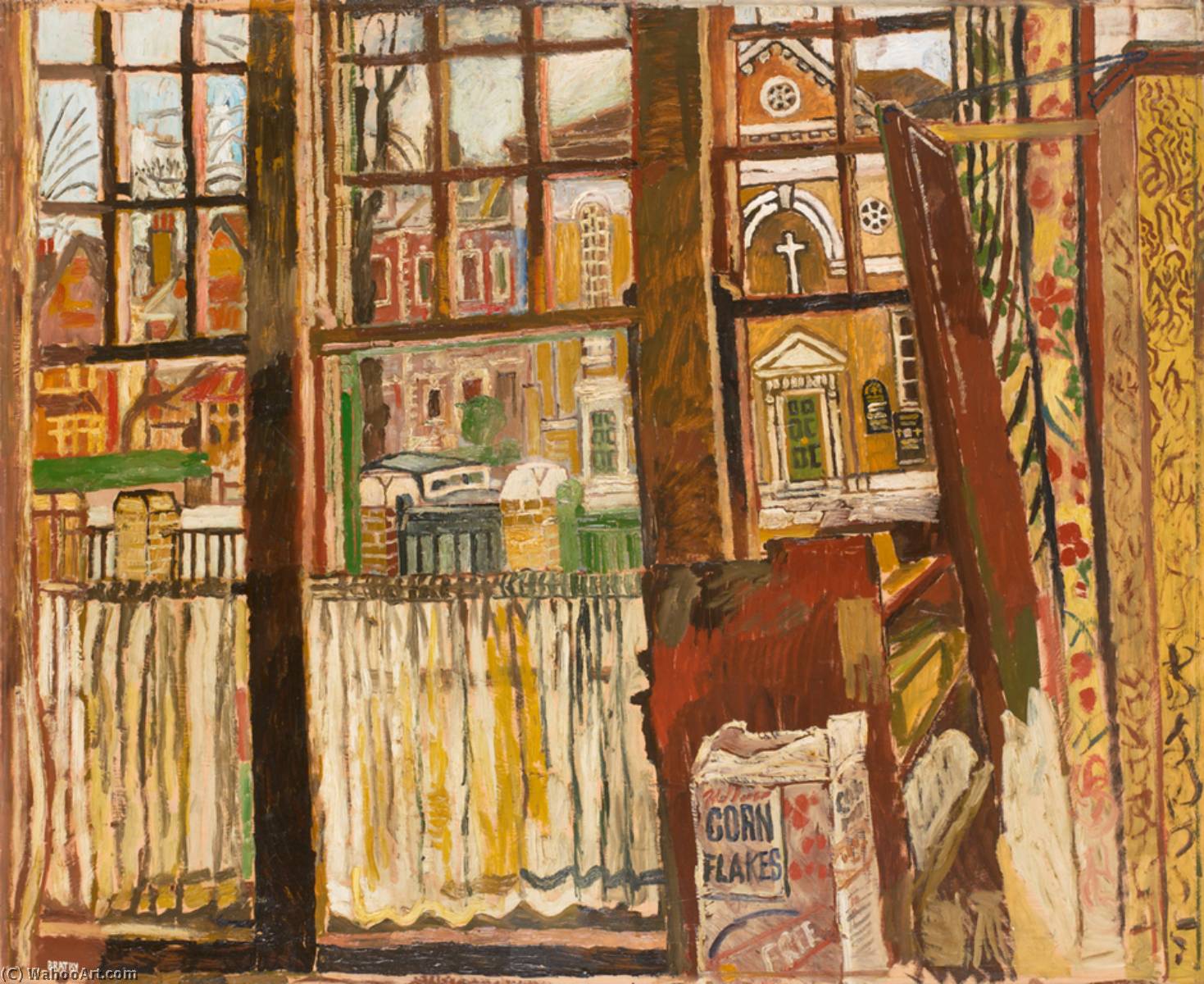 Wikoo.org - موسوعة الفنون الجميلة - اللوحة، العمل الفني John Randall Bratby - Window, Dartmouth Row, Blackheath