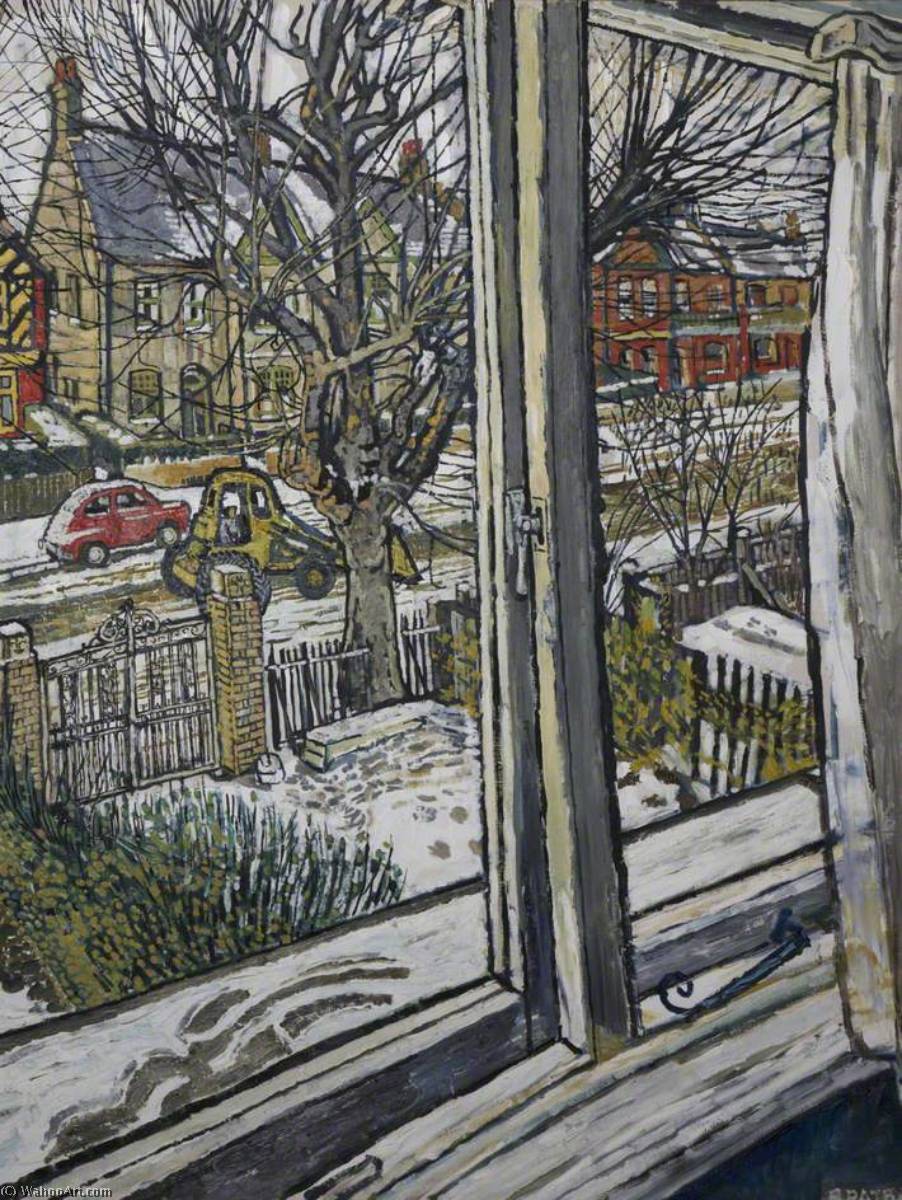 Wikioo.org - The Encyclopedia of Fine Arts - Painting, Artwork by John Randall Bratby - Bulldozing Away the Snow