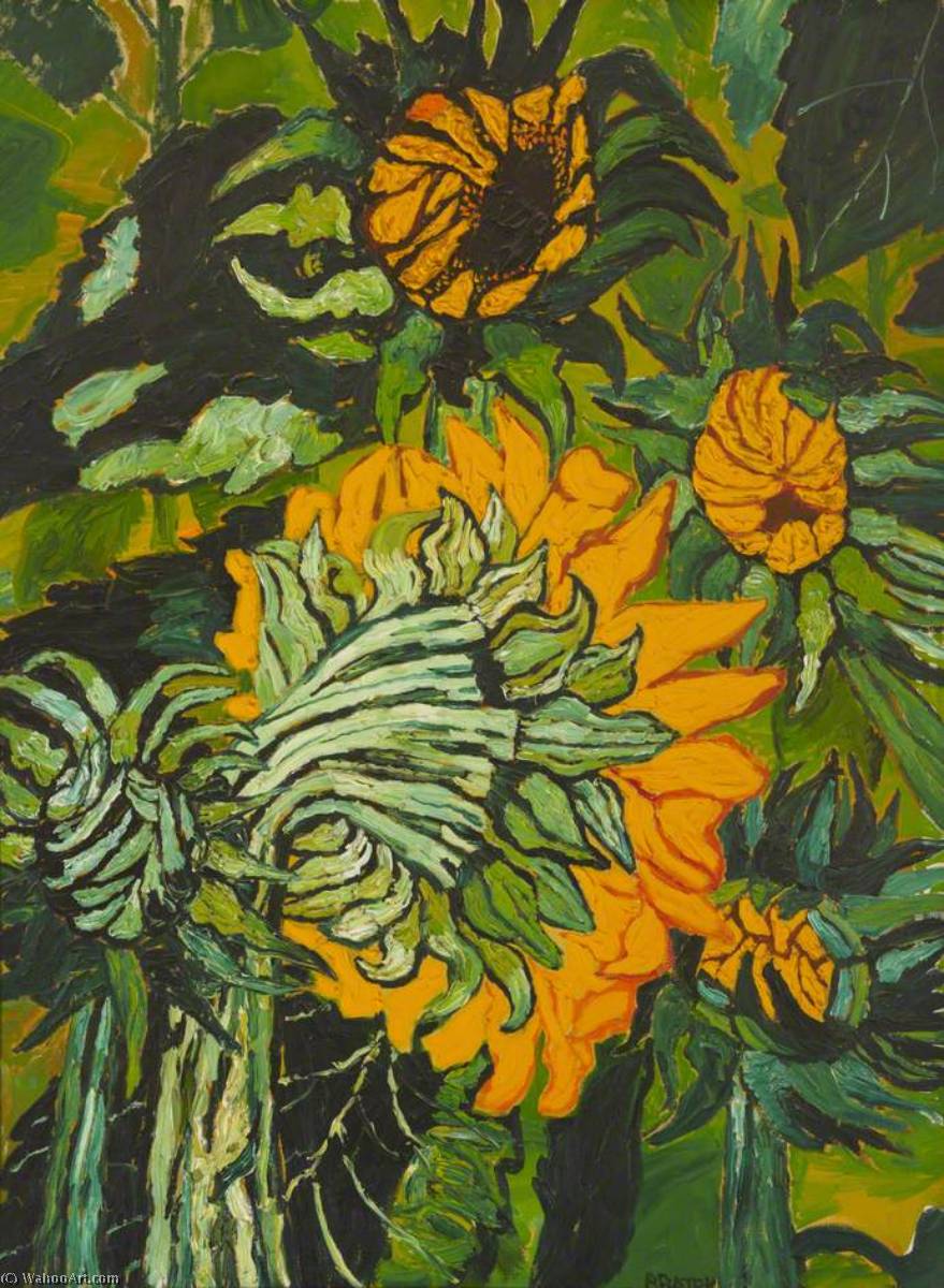 WikiOO.org - Enciklopedija likovnih umjetnosti - Slikarstvo, umjetnička djela John Randall Bratby - Sunflowers