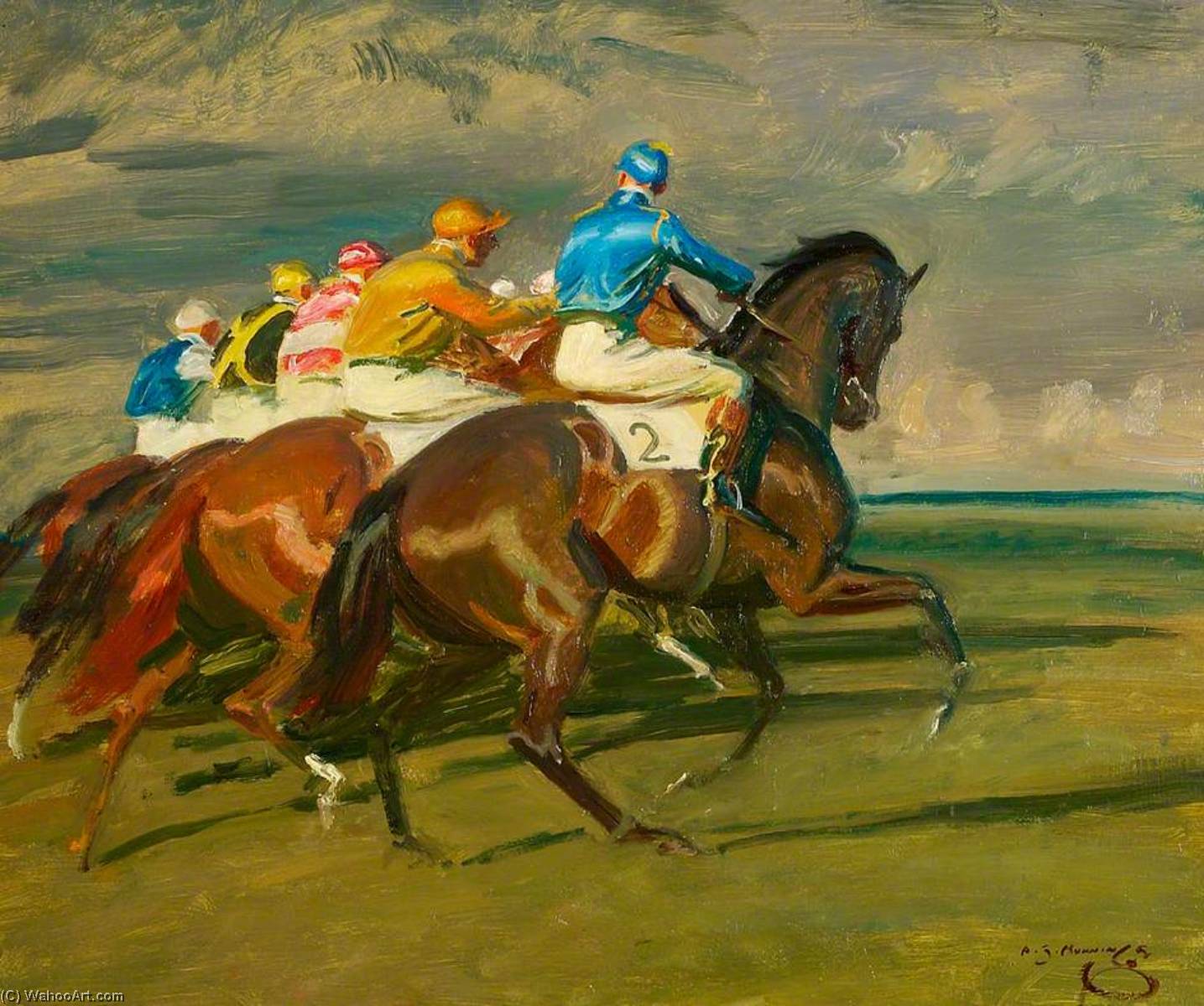 Wikioo.org - The Encyclopedia of Fine Arts - Painting, Artwork by Alfred James Munnings - Study for 'Under Starter's Orders, Newmarket'