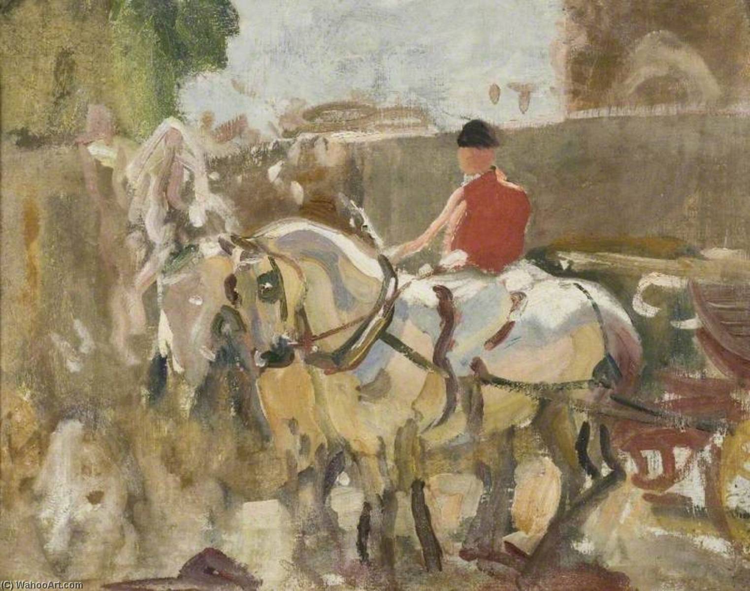 Wikioo.org - The Encyclopedia of Fine Arts - Painting, Artwork by Alfred James Munnings - A Study of the Windsor Greys