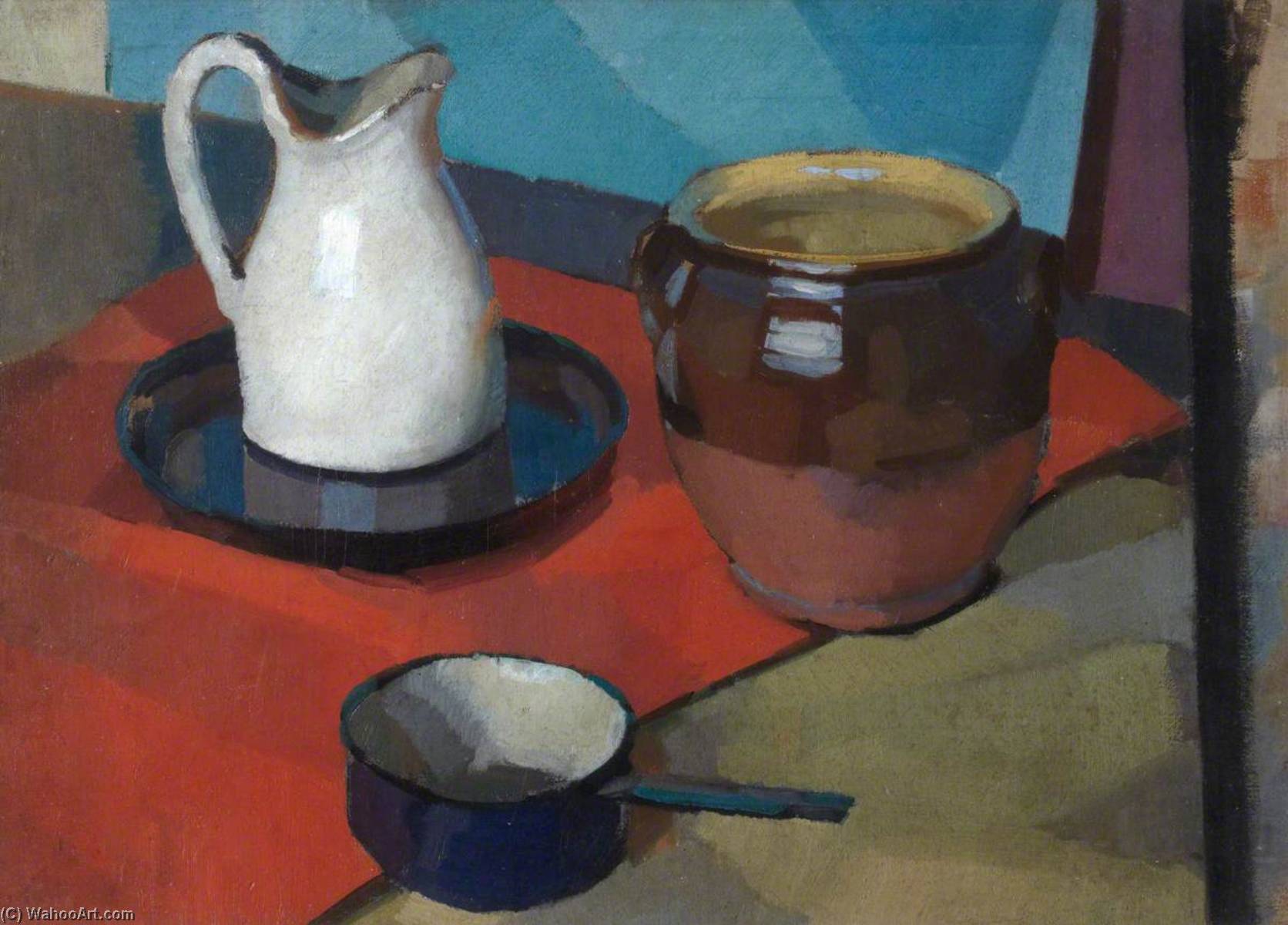 Wikioo.org - The Encyclopedia of Fine Arts - Painting, Artwork by William George Gillies - Still Life with White Jug