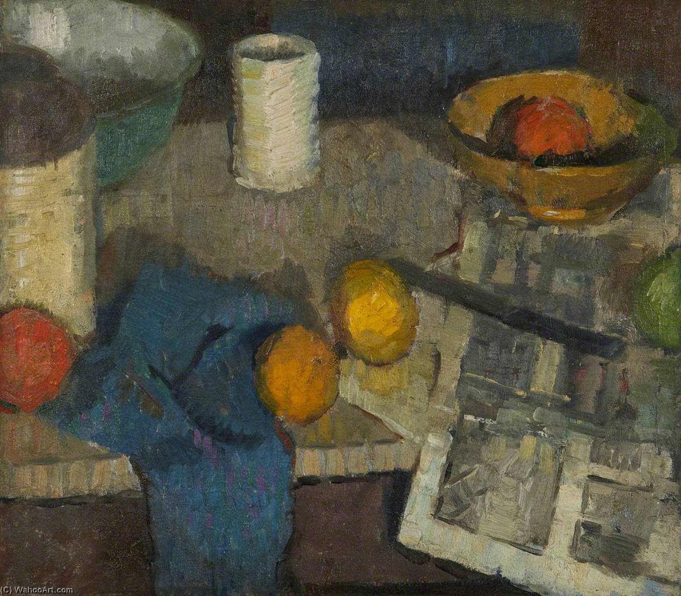 Wikioo.org - The Encyclopedia of Fine Arts - Painting, Artwork by William George Gillies - Still Life with Two Lemons