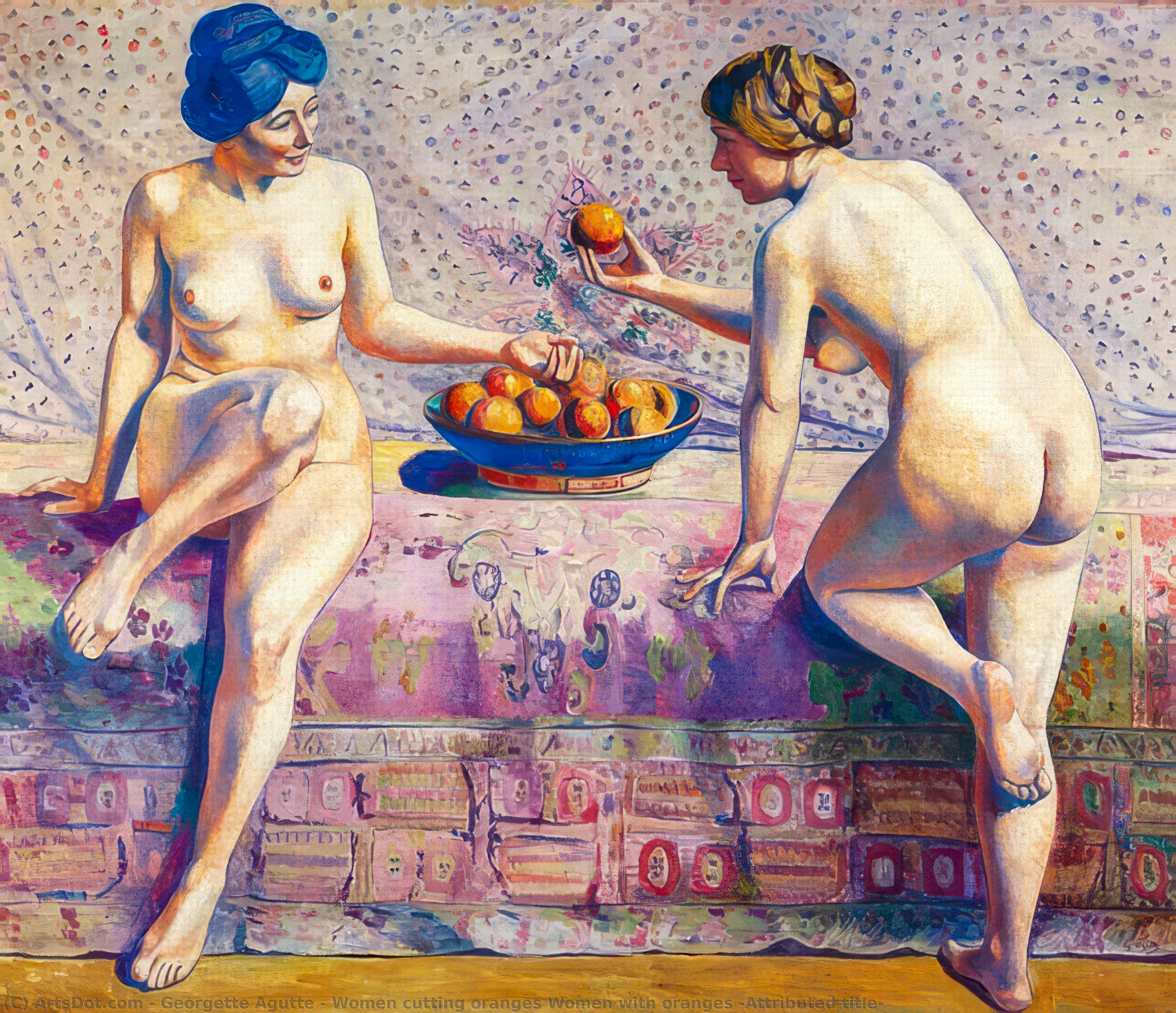 Wikioo.org - The Encyclopedia of Fine Arts - Painting, Artwork by Georgette Agutte - Les femmes à la coupe d'oranges Femmes aux oranges (Titre attribué)