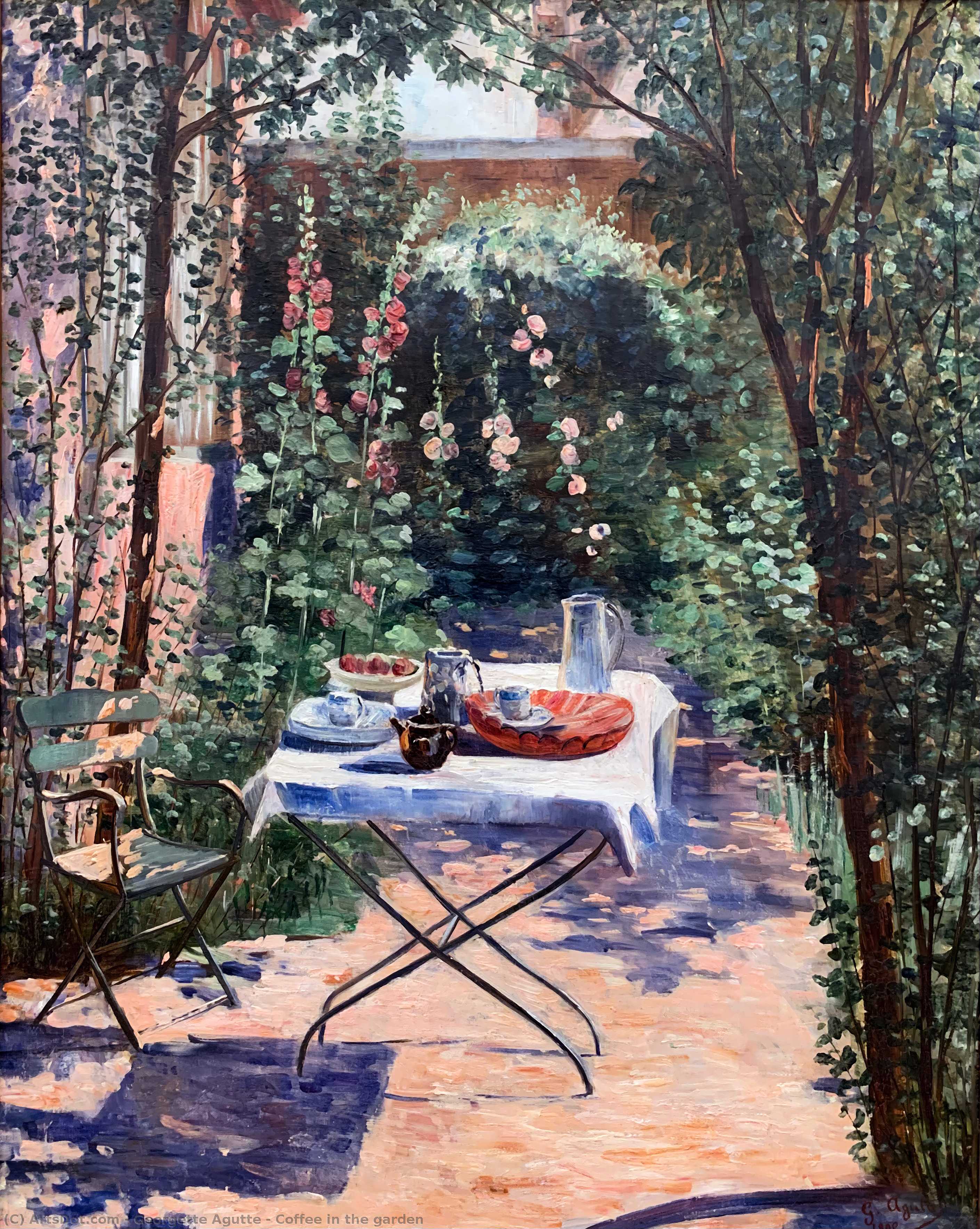 WikiOO.org - Encyclopedia of Fine Arts - Lukisan, Artwork Georgette Agutte - Le café dans le jardin