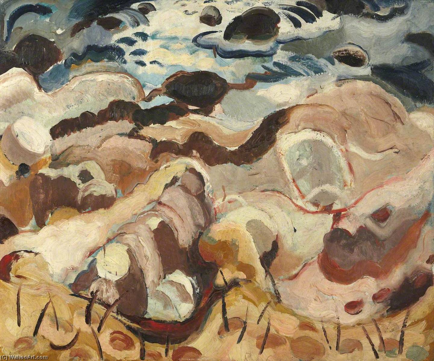 Wikioo.org - The Encyclopedia of Fine Arts - Painting, Artwork by William George Gillies - Rocks and Sea