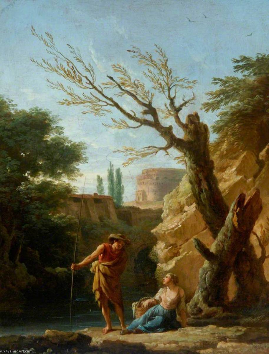 WikiOO.org - Енциклопедия за изящни изкуства - Живопис, Произведения на изкуството Claude Joseph Vernet - Figures in a Landscape