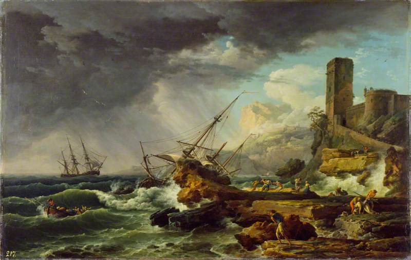 Wikioo.org - The Encyclopedia of Fine Arts - Painting, Artwork by Claude Joseph Vernet - A Storm with a Shipwreck