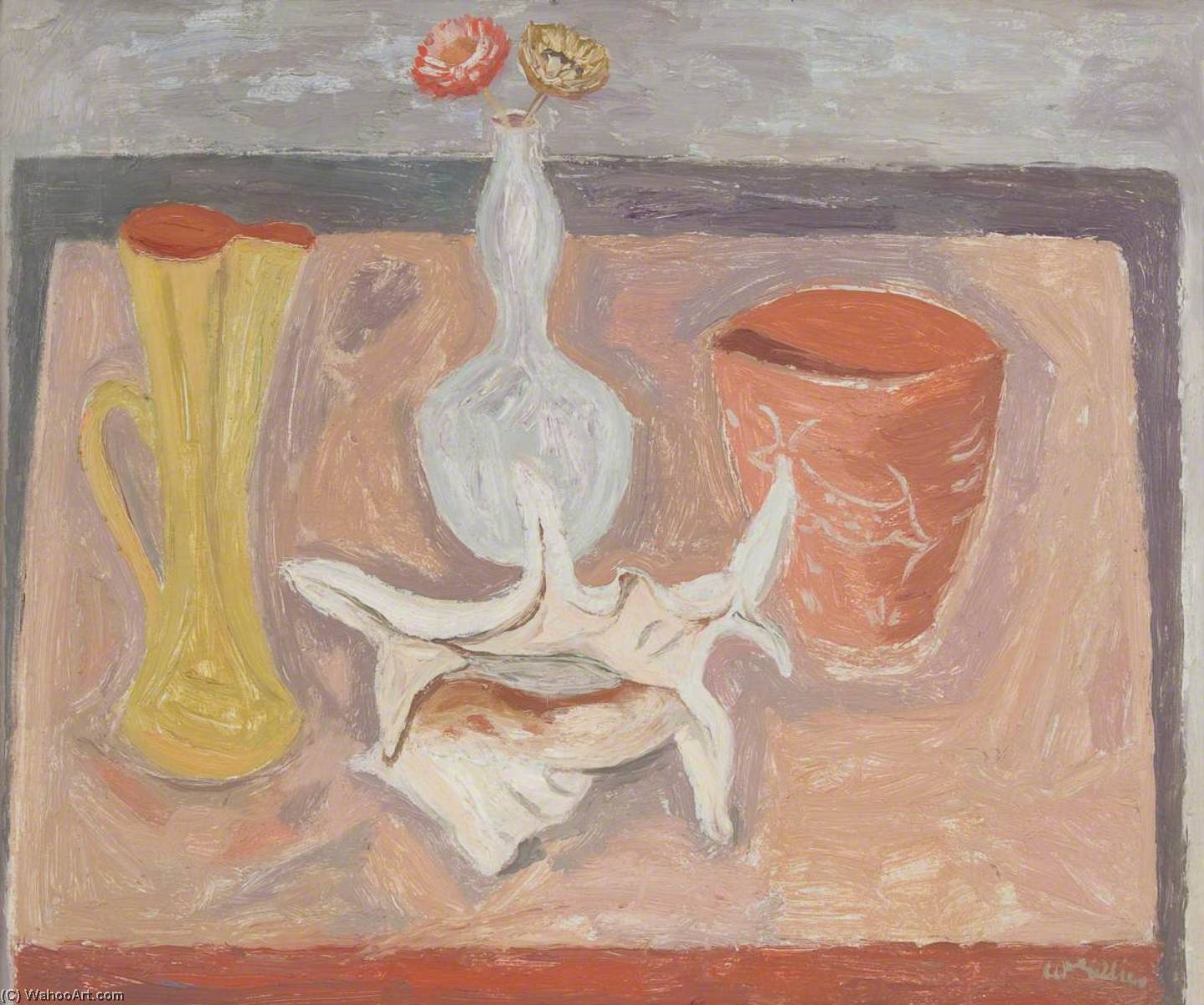 Wikioo.org - The Encyclopedia of Fine Arts - Painting, Artwork by William George Gillies - Still Life with Shell