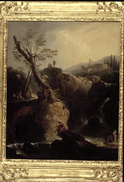 Wikioo.org - The Encyclopedia of Fine Arts - Painting, Artwork by Claude Joseph Vernet - La Cascade Paysage italien (ancien titre)