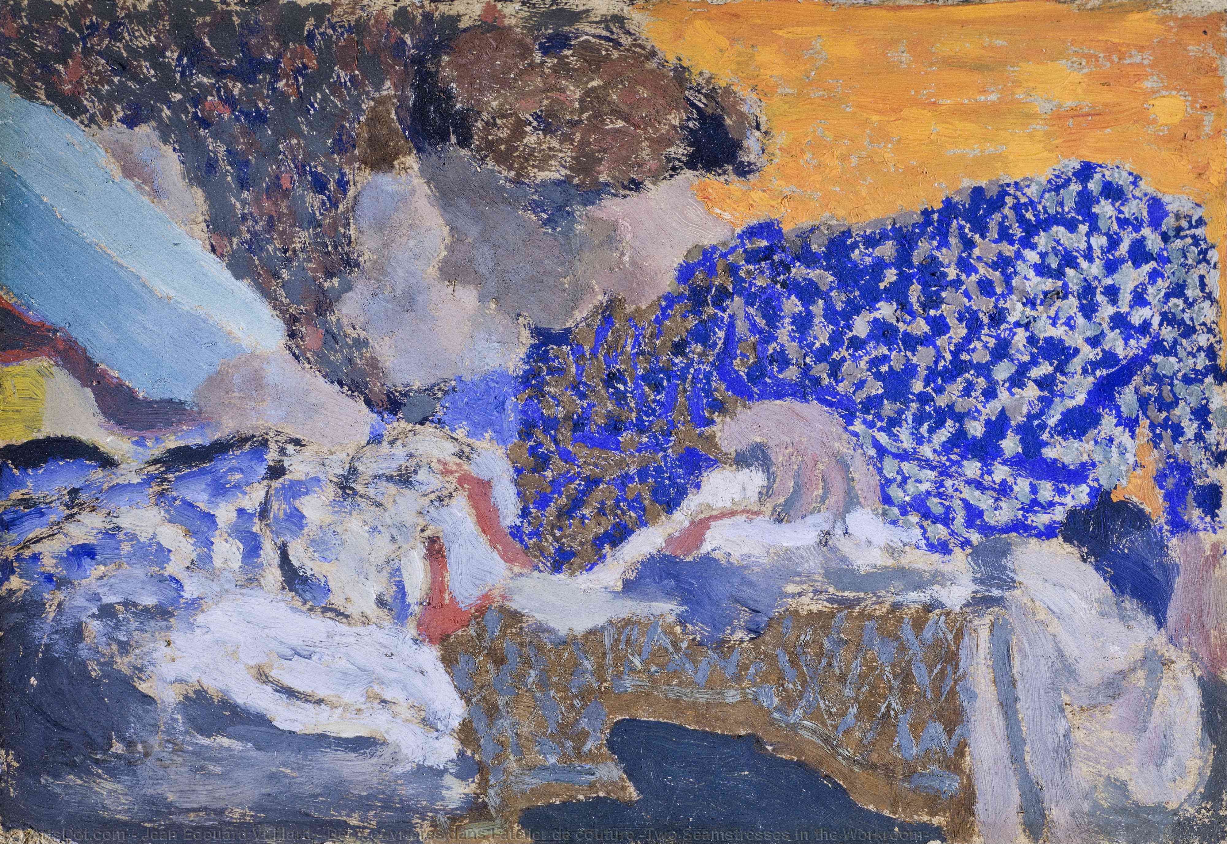 Wikioo.org - The Encyclopedia of Fine Arts - Painting, Artwork by Jean Edouard Vuillard - Deux ouvrières dans l'atelier de couture (Two Seamstresses in the Workroom)