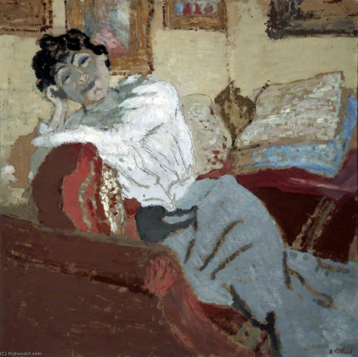 Wikioo.org - Die Enzyklopädie bildender Kunst - Malerei, Kunstwerk von Jean Edouard Vuillard - madame hessel au sofa