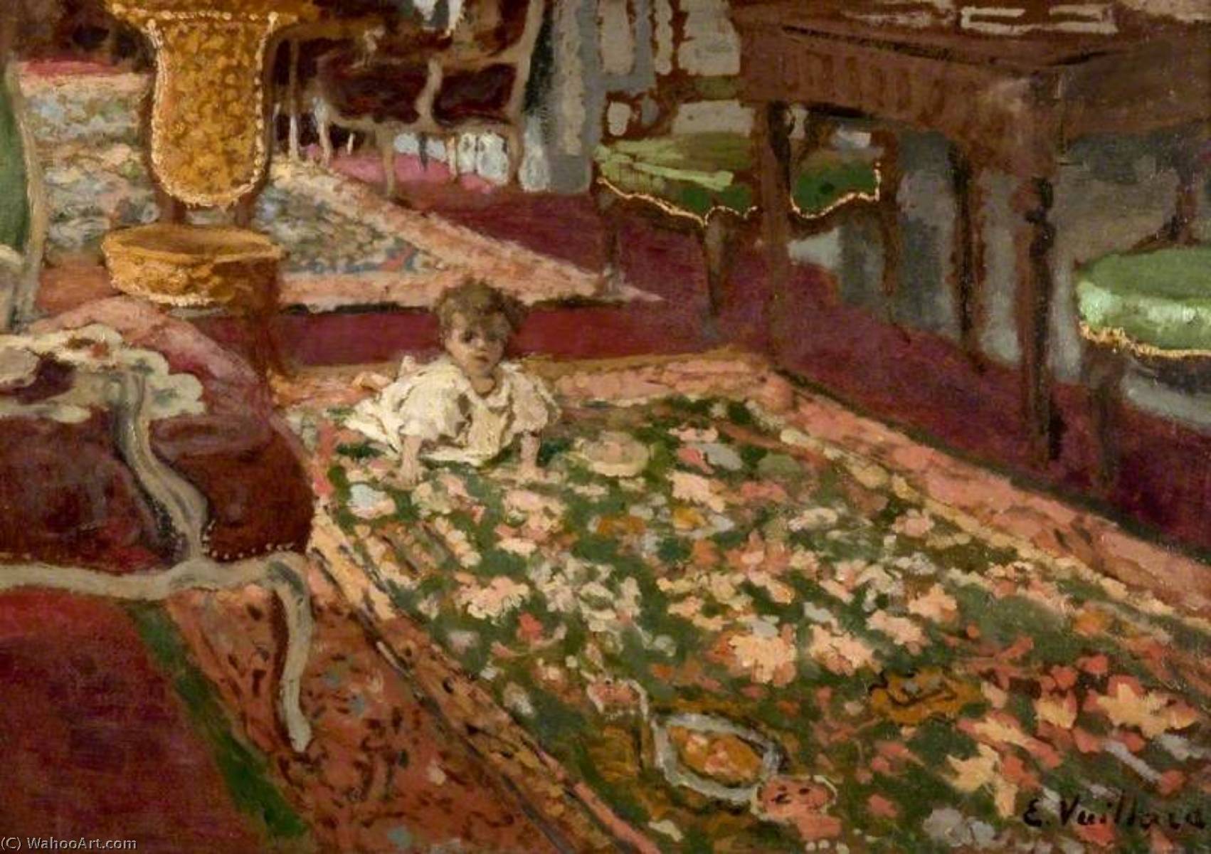 Wikioo.org - The Encyclopedia of Fine Arts - Painting, Artwork by Jean Edouard Vuillard - Interior The Drawing Room