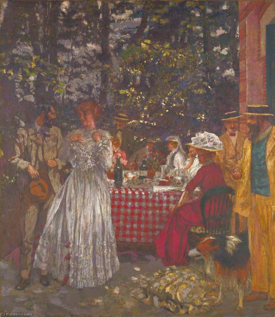 Wikioo.org - Bách khoa toàn thư về mỹ thuật - Vẽ tranh, Tác phẩm nghệ thuật Jean Edouard Vuillard - The Terrace at Vasouy, the Lunch