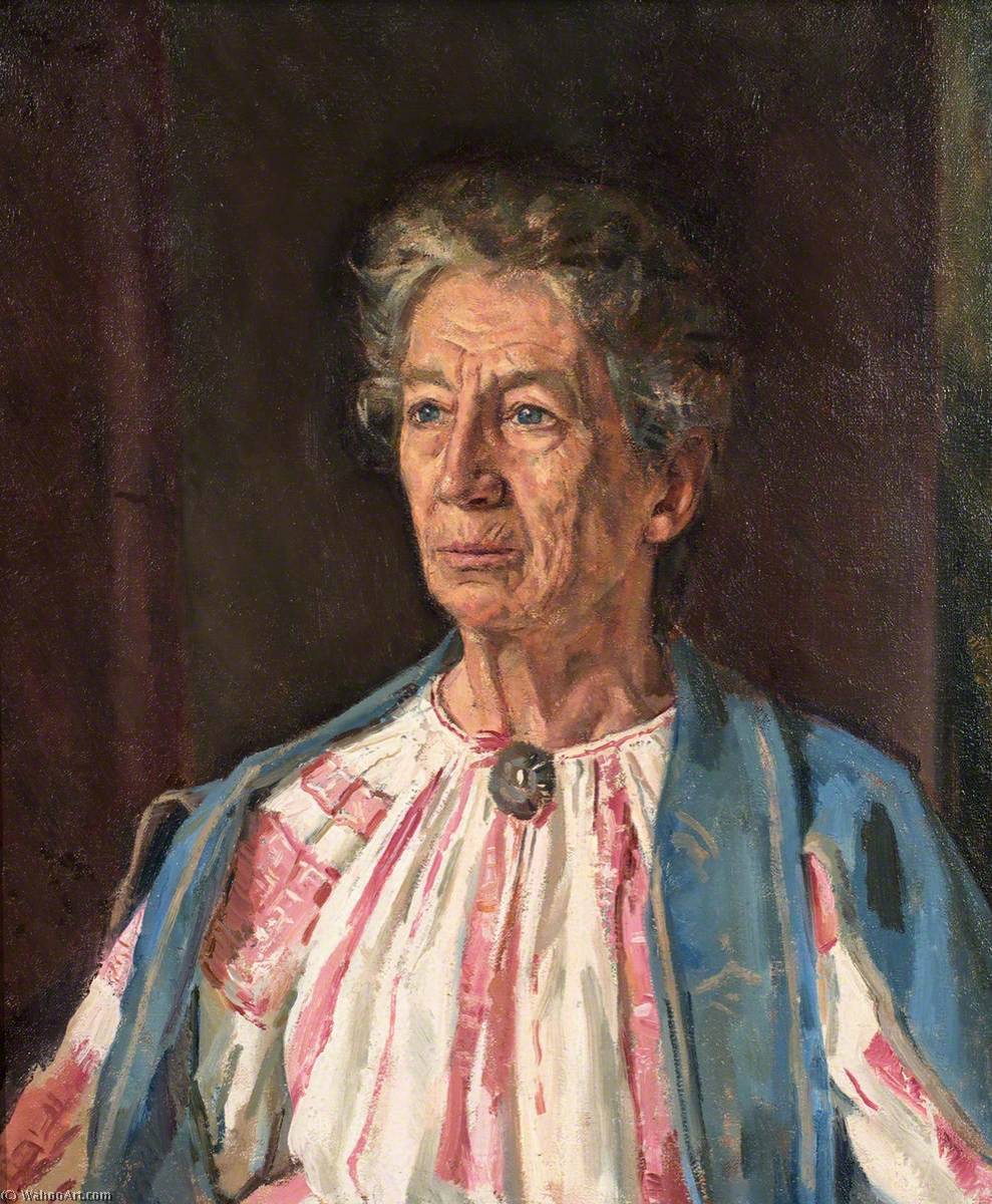 Wikioo.org - The Encyclopedia of Fine Arts - Painting, Artwork by Ivor Williams - Old Woman in a Blue Cardigan
