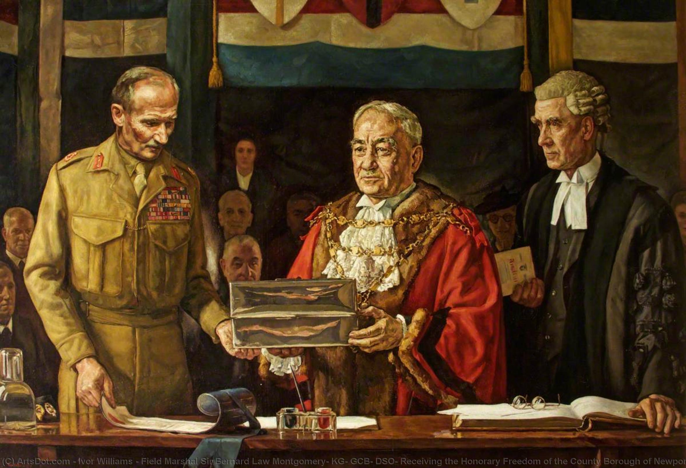 Wikioo.org - The Encyclopedia of Fine Arts - Painting, Artwork by Ivor Williams - Field Marshal Sir Bernard Law Montgomery, KG, GCB, DSO, Receiving the Honorary Freedom of the County Borough of Newport, 25th September 1945